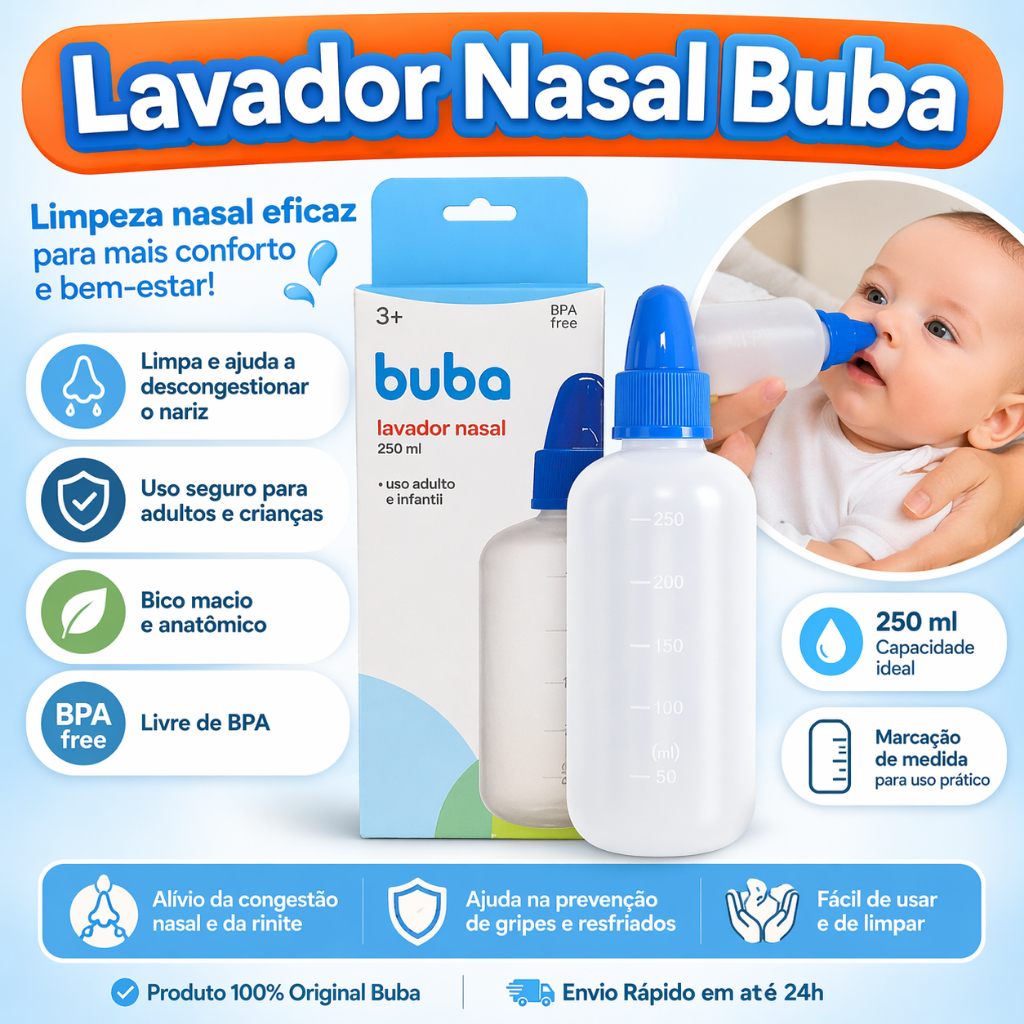 Lavador Nasal Buba Higienizador Bebê Infantil Adulto