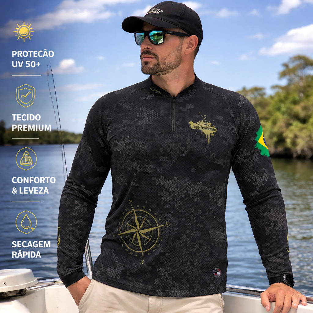 CAMISA, CAMISETA DE PESCA, BLUSA DE PESCARIA CAMUFLADA UV50+