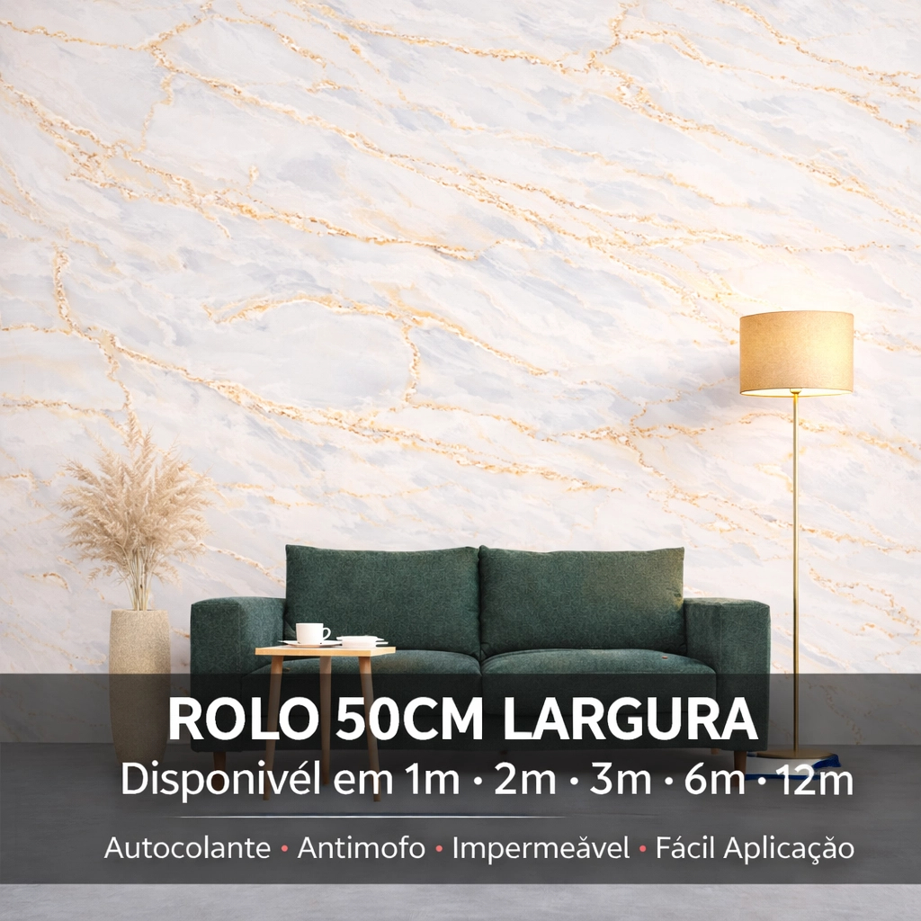 Papel de Parede Mármore Adesivo Autocolante 50cm Impermeável Antimofo Sala Quarto 1m 2m 3m 6m 12m