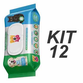 KIT 12 PACOTES DE LENÇOS UMEDECIDOS PIPIZÃO COM 50UNI ATACADO CAES E GATOS
