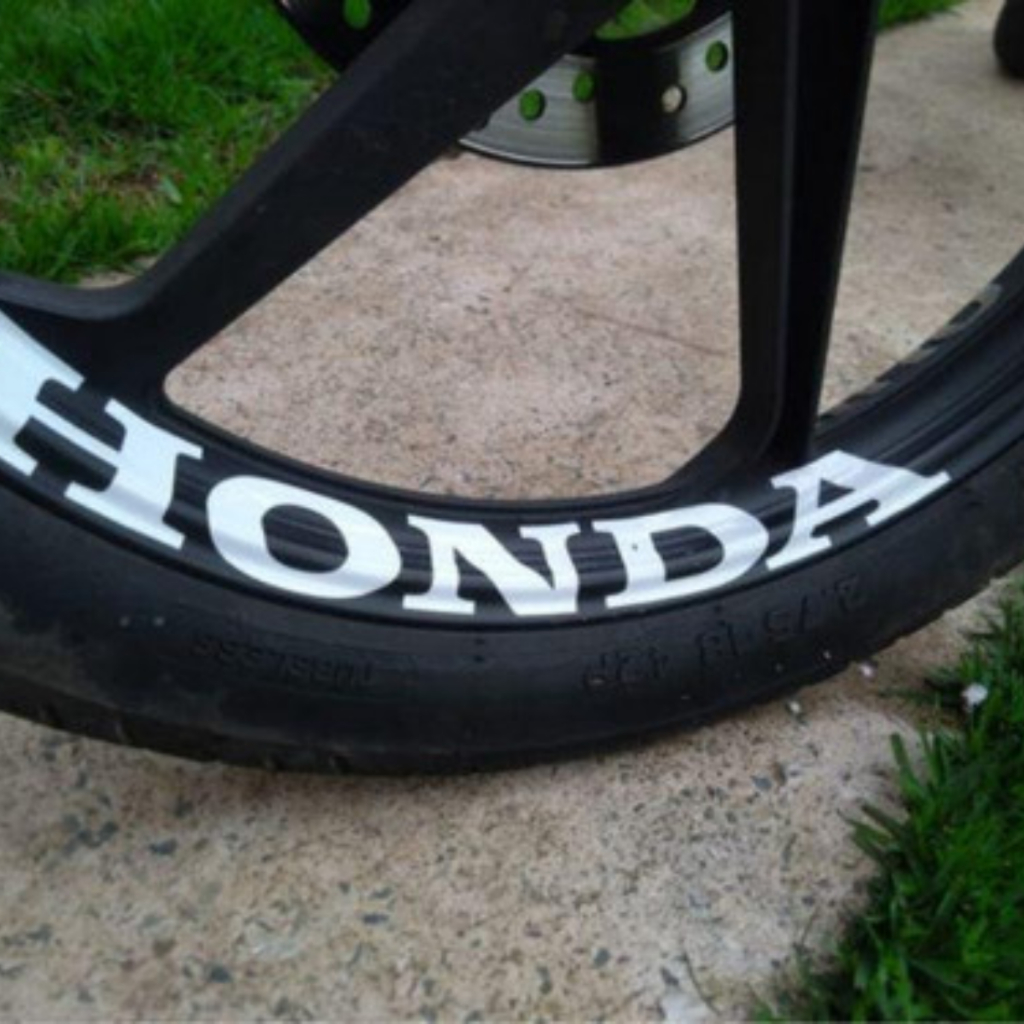 Adesivo Roda Moto Honda Kit 8 Unidades Honda CG Titan Fan 125 150 160 Vinil Resistente Branco