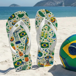 Rasteirinha Feminina do Brasil Linda Confortável Estampas Coloridas para Lazer