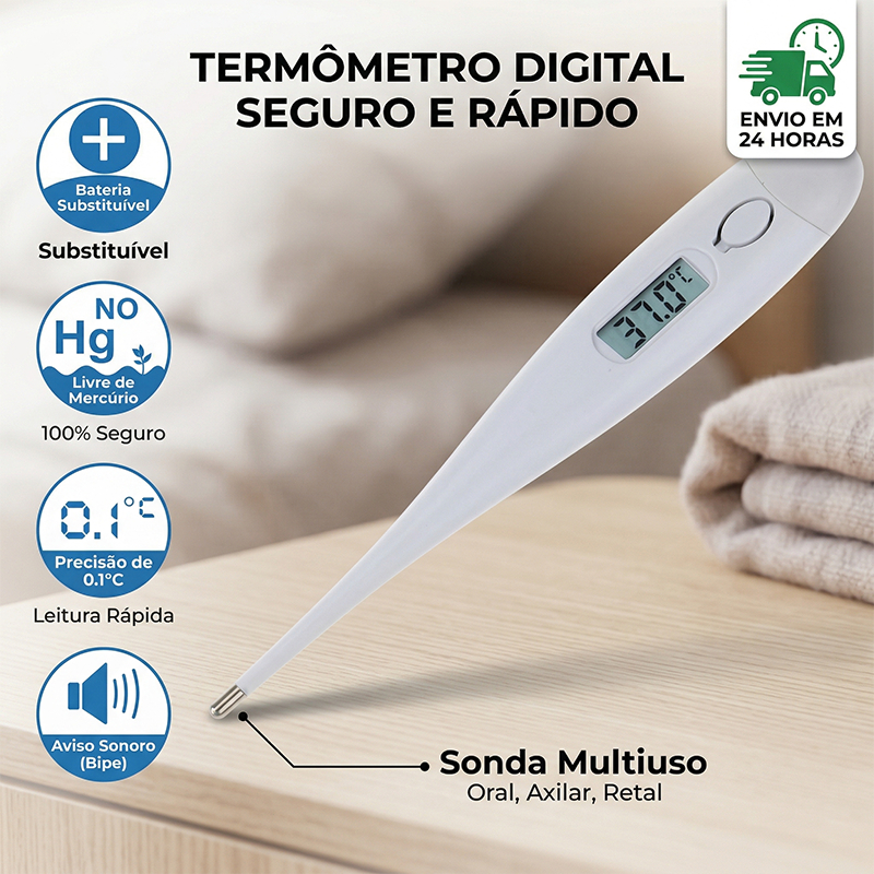 Termometro Digital Display LCD Desligamento Automatico Rapida Medição