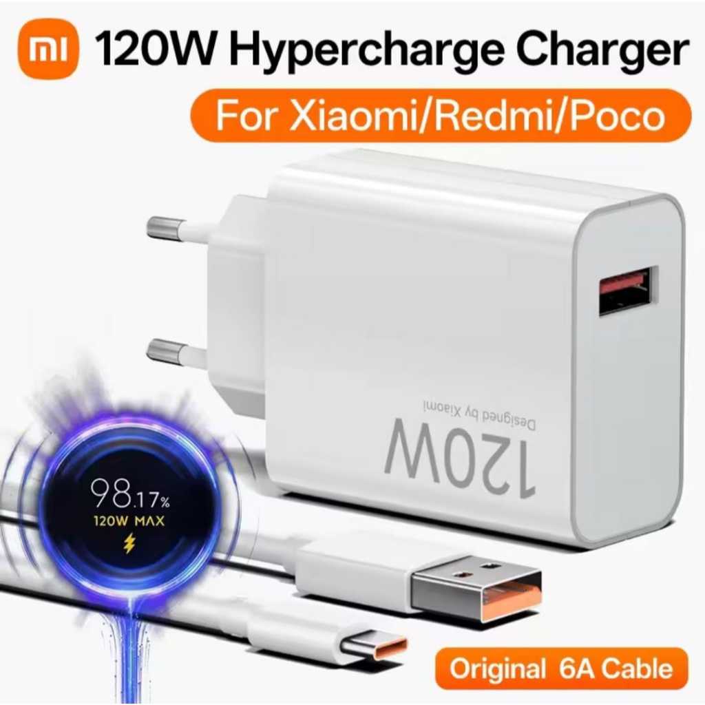 Carregador Xiaomi 120W 90W Turbo Fonte + Cabo Tipo C 6A Ativa Turbo Charge Poco Mi Redmi Bivolt