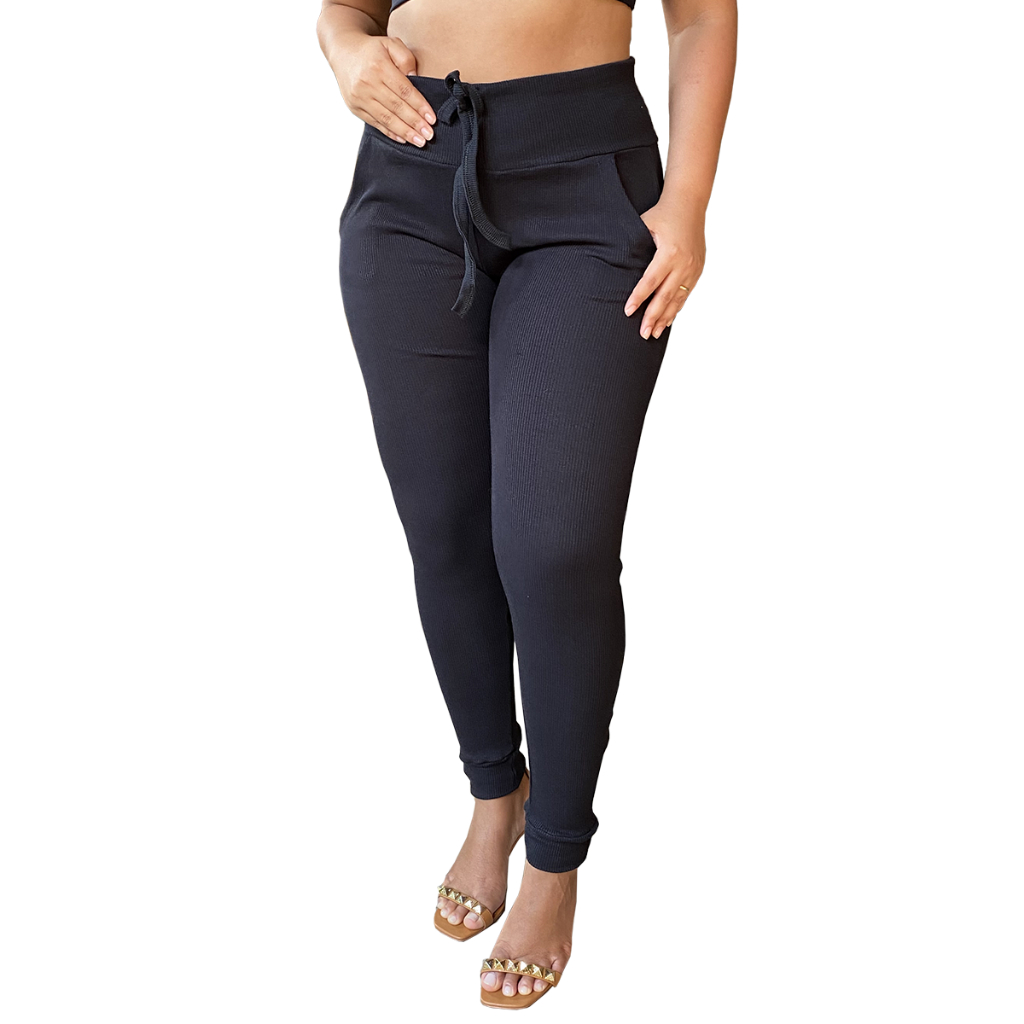 Calça feminina cintura alta com elastano calca modelo moletom roupa feminina