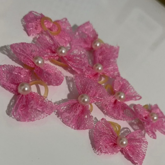 10 mini laços pet de renda rosa luxo pet laços para cães laços para penteado para pet pet shop lacos laços banho e tosa