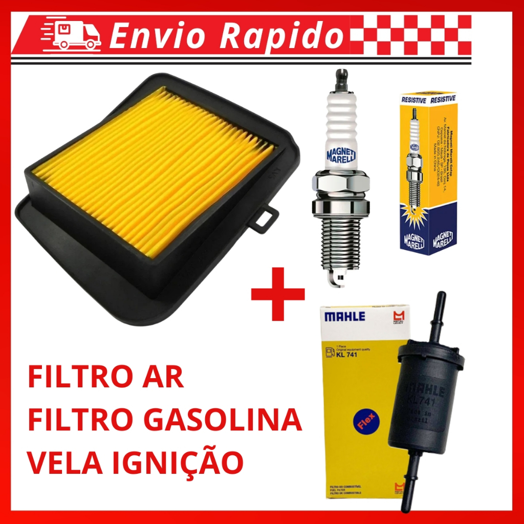 Filtro de Ar + Filtro Combustivel + Vela Iginição Titan Fan Start 150 160 2014 á 2024 Kit Revisão