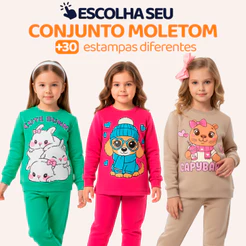 Conjunto Moletom Menina – Escolha o Modelo, com Estampas Fofas e Muito Conforto Infantil Bebê Feminino Frio Inverno. L08