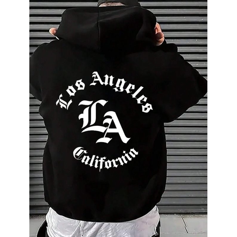 Moletom Blusa de Frio Estampado  Los Angeles Canguru Casaco Flanelado Quentinho Masculino