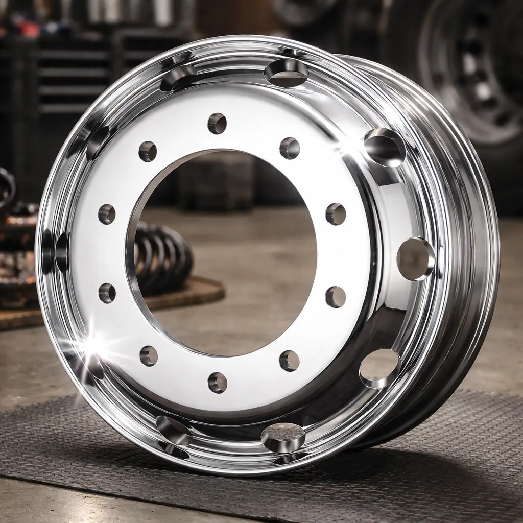 RODA ALUMINIO 10 FUROS ARO 22,5 X 8,25 PARA CAMINHÃO CARRETA BORDA LARGA ALTO BRILHO