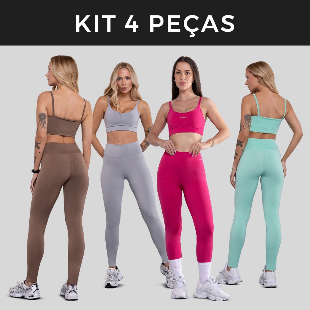 Kit 2 Conjuntos Fitness Feminino Linha Basica-Calça Legging Top Academia Treino Compressão-Slim em Oferta na Shopee