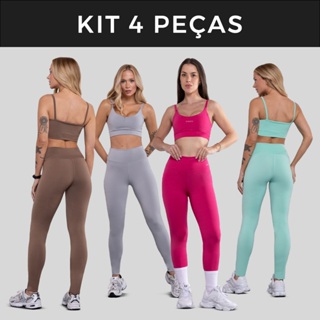 Kit 2 Conjuntos Fitness Feminino Linha Basica-Calça Legging Top Academia Treino Compressão-Slim em Oferta na Shopee