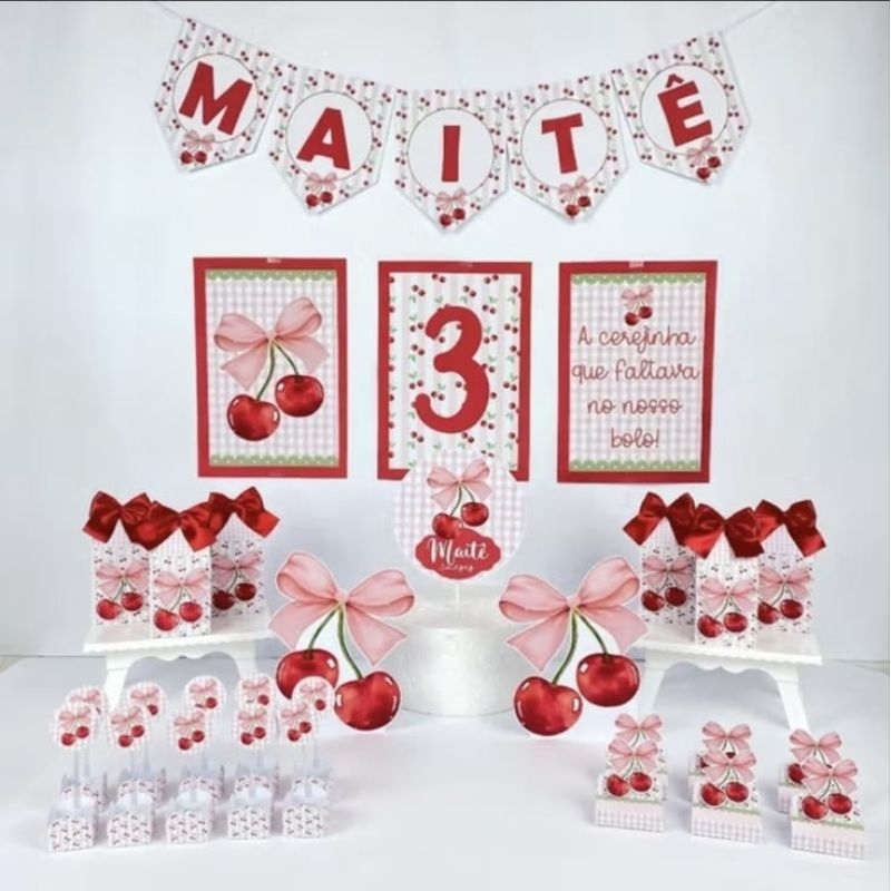 Kit só um bolinho cerejinha, festa cereja - lembrancinhas personalizadas, decoração aniversário