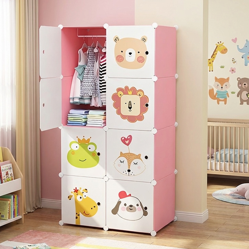 Guarda-Roupa Infantil Modular Organizador de Brinquedos e Roupas Armário de Plástico Montagem Fácil