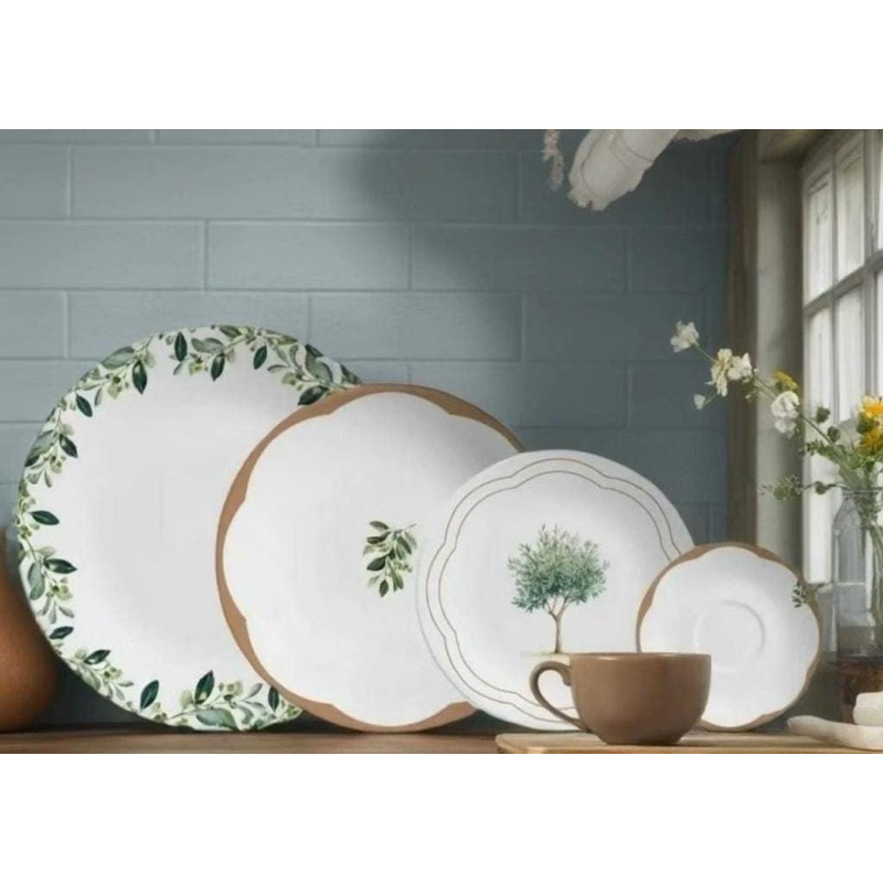 Aparelho de Jantar Coup Oliveira 20 ou 30 Peças-By Aurora Alleanza Ceramica- Composição Moderna