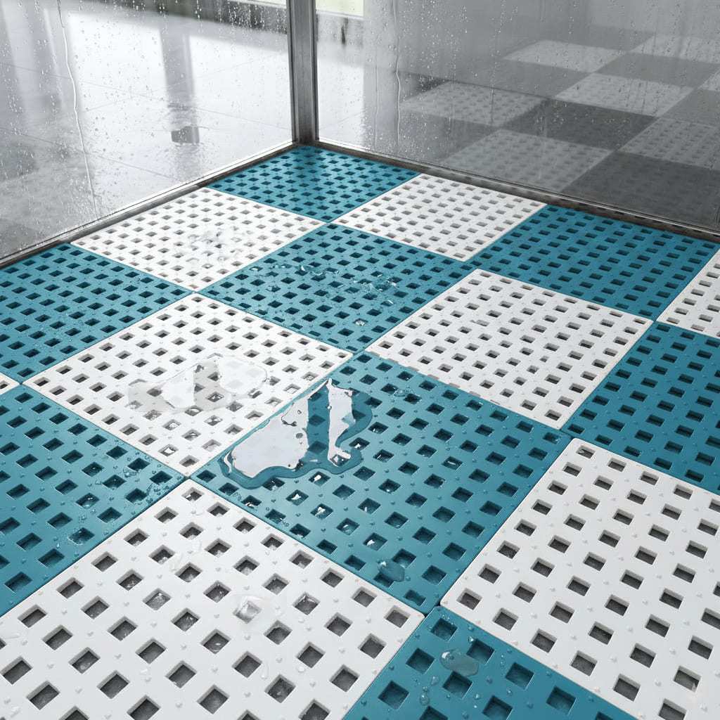 Kit 10 Tapete Estrado Piso Antiderrapante 30x30cm Box Banheiro Piscina Emborrachado Modular Vestiário Sauna Flexível