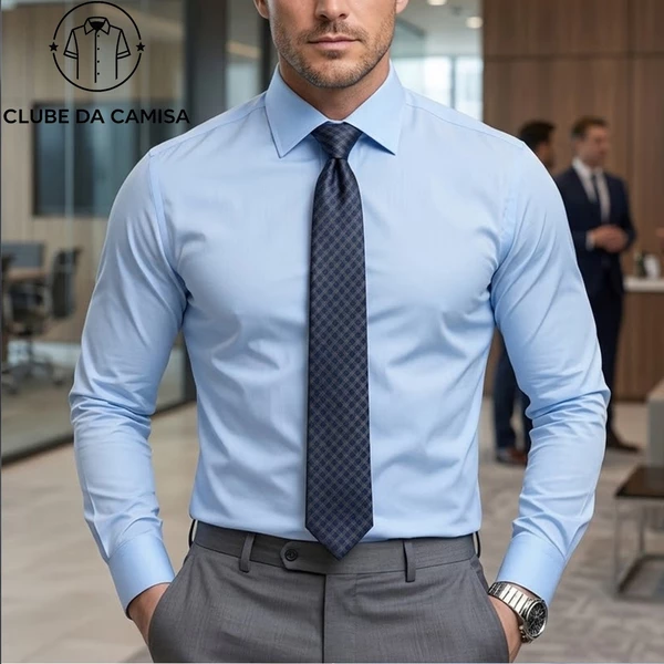 Camisa Social Masculina Manga Comprida De Boa Qualidade Slim Fit Microelasticidade