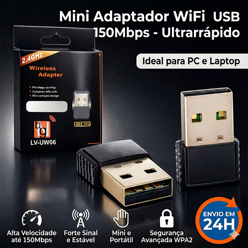 Adaptador Wifi Usb Para Pc Sinal Wifi Wirele Sem Fio  150Mbps