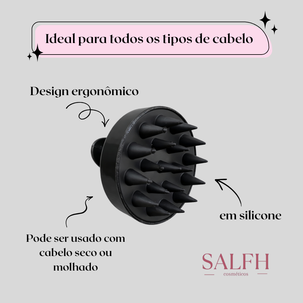 Escova Massageadora Capilar Silicone Antiqueda Escova de Lavar Cabelo Couro Cabeludo Massageador