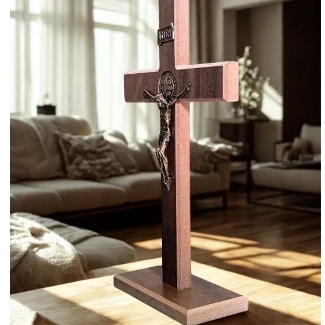Crucifixo 29cm MDF Parede e mesa Cristo Metal Kit Promoção Atacado Direto da Fábrica Melhor Preço