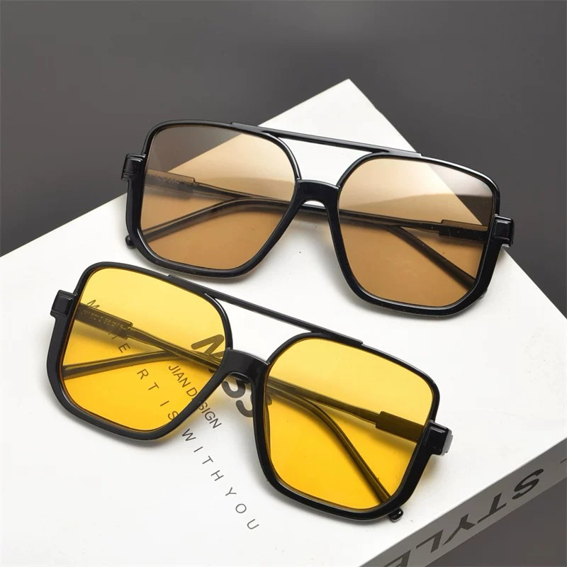 Oculos de sol modelo unissex grande vintage H5613 com estojo de couro