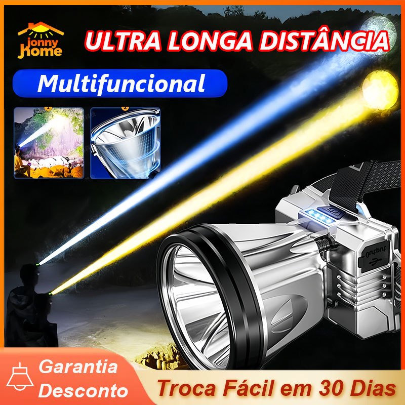 Lanterna Cabeça led Recarregável Com 3 modos - Longa Duração, Brilho Intenso
