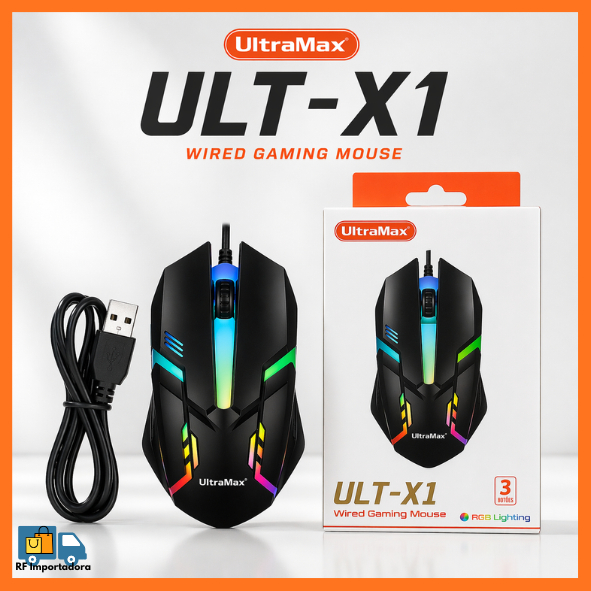 Mouse Gamer Com Fio USB 1.55m Óptico Ergonômetro Iluminação LED RGB 7 Cores 1000 DPI Para Jogos