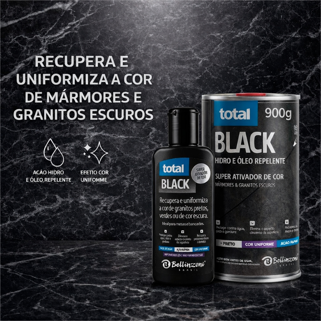 Total Black Revitalizador de Mármores Granitos Ativador De Cor Nero Marquina