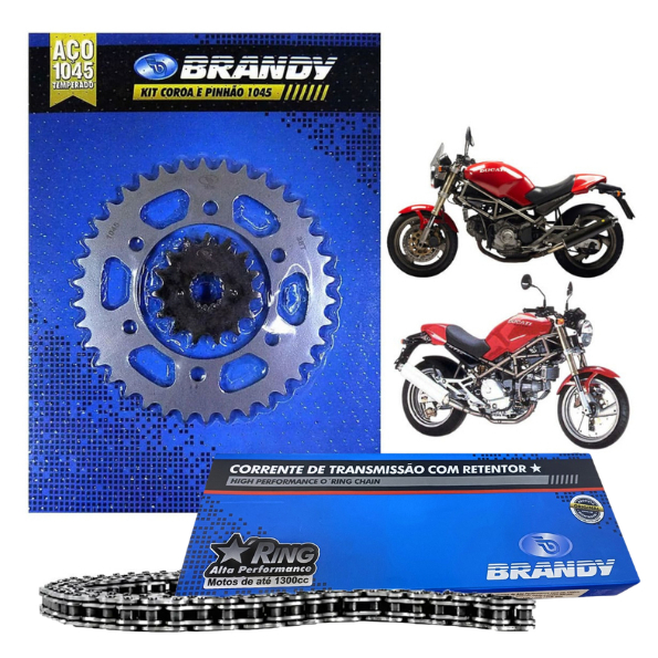 Kit Relação Completo 520x100L Para Moto Ducati Monster 900 - Brandy
