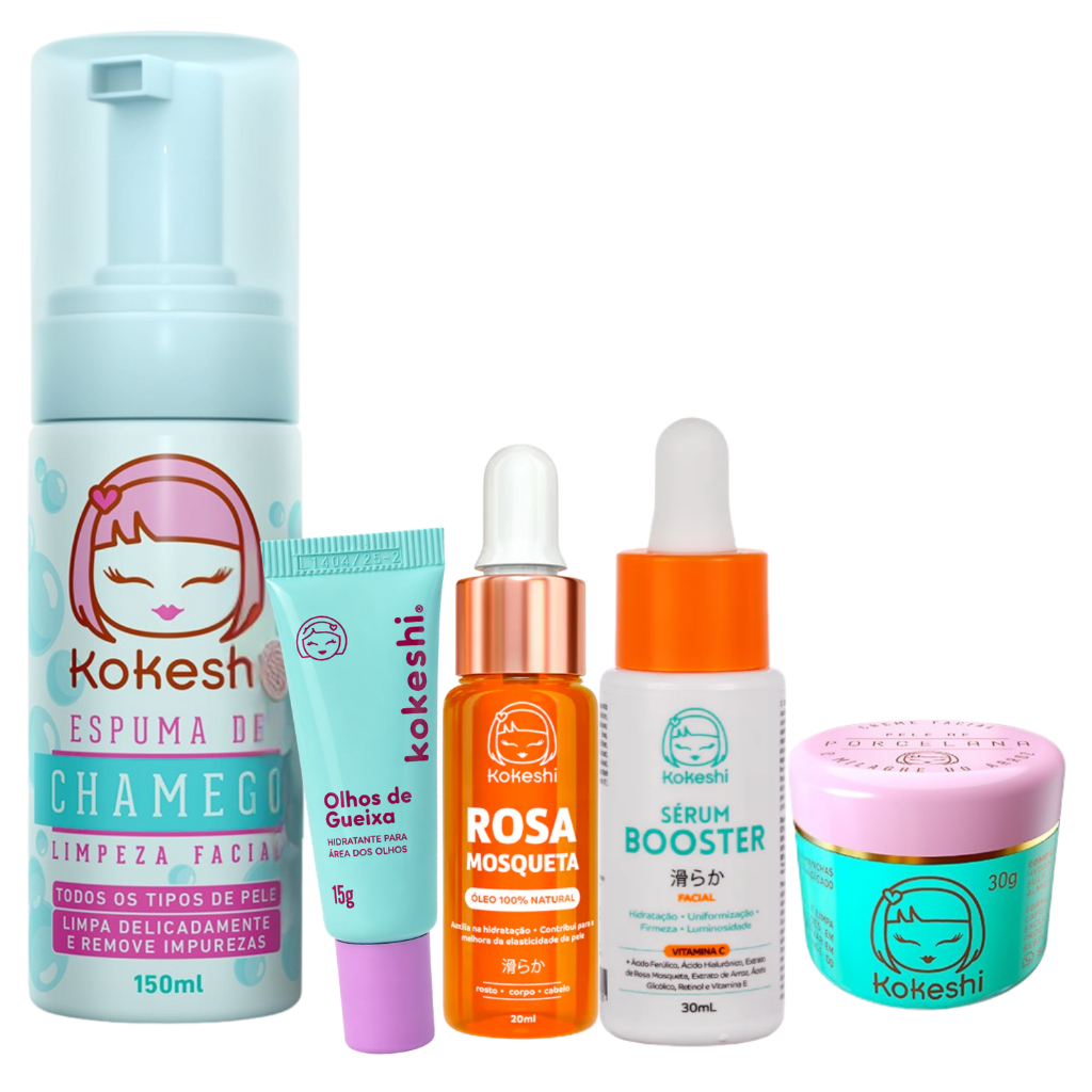 Imagem Kit 5 itens Kokeshi Rosa Mosqueta Limpeza e Hidratação