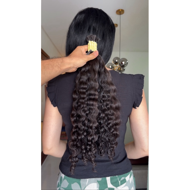 Cabelo Humano Brasileiro do Sul Cacheado Natural 55/65 Cm 167 Gramas Fino