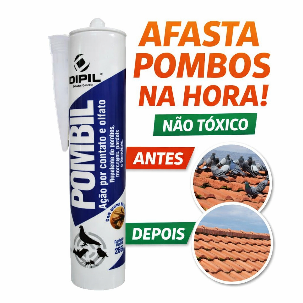 Repelente Pombos Gel Não Tóxico Dipil 265g Afasta Pombos Morcegos Formigas Pombil