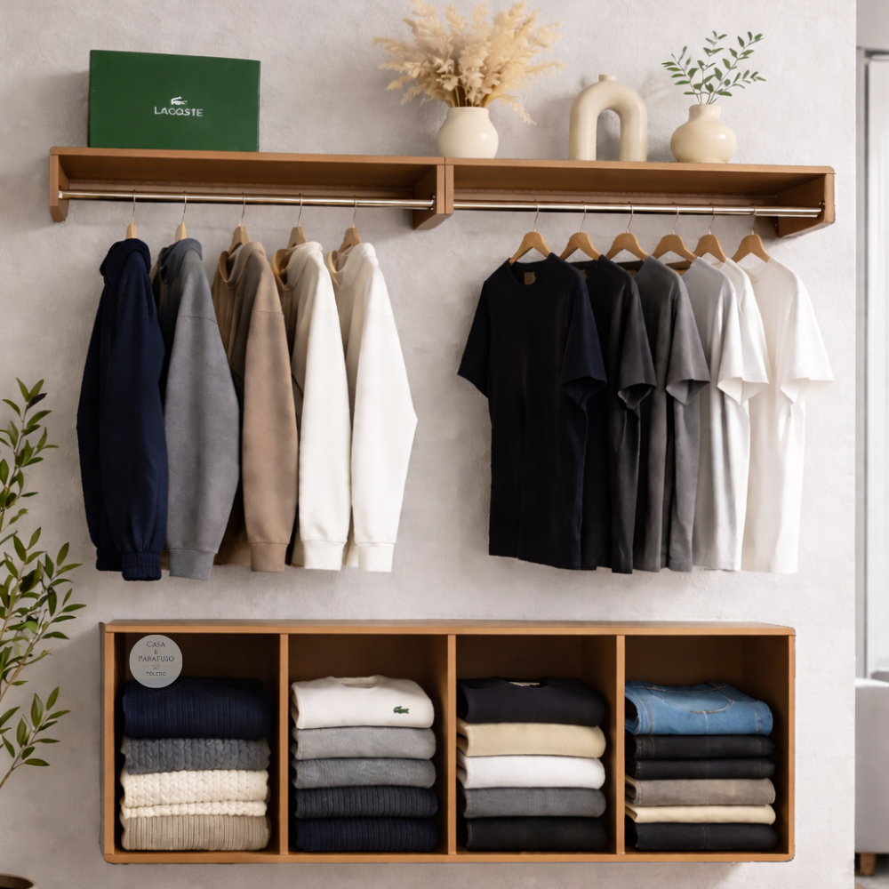 Guarda Roupa Suspenso Arara Cabideiro Closet Moderno- Organização e Praticidade para seu Quarto- 100