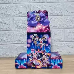 Caixa Kit Cineminha Luxo Personalizada Festa Infantil Disney 50 anos Mickey e Minnie