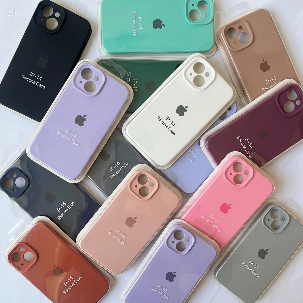 Capinha Silicone Aveludada iPhone 14/14 Pro Max Plus Proteção Premium - Câmera Fechada