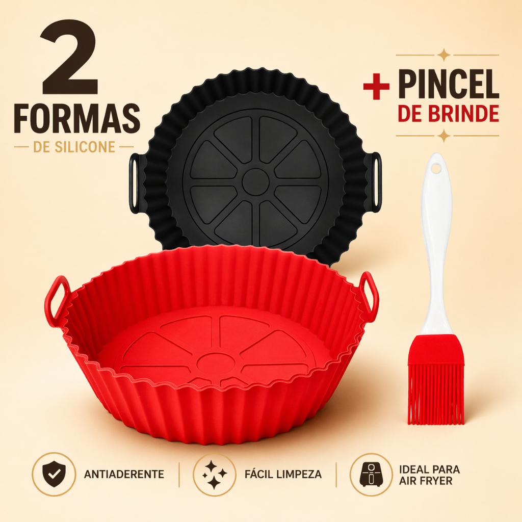 2 Forma Para Air Fryer De Silicone Antiaderente Forno Microondas + Pincel Culinário em Oferta na Shopee