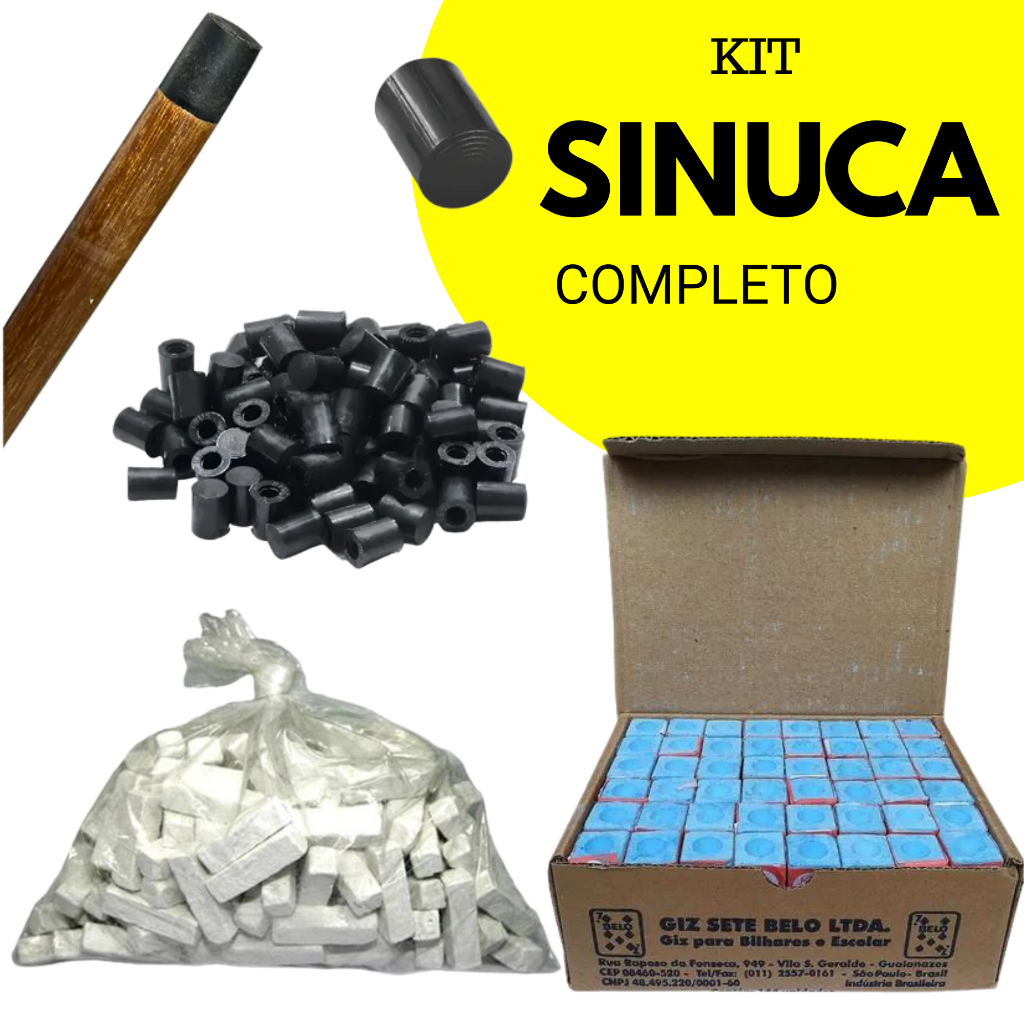 Kit Sinuca Bilhar - 100 Giz Branco + 50 Giz Azul 7 Belo + 10 Virolas Ponteiras Para Taco