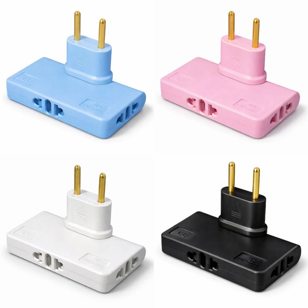 Imagem Benjamim Articulado Adaptador 3 em 1 Bivolt 10A Flexível Dobrável Tomada Universal Viagem