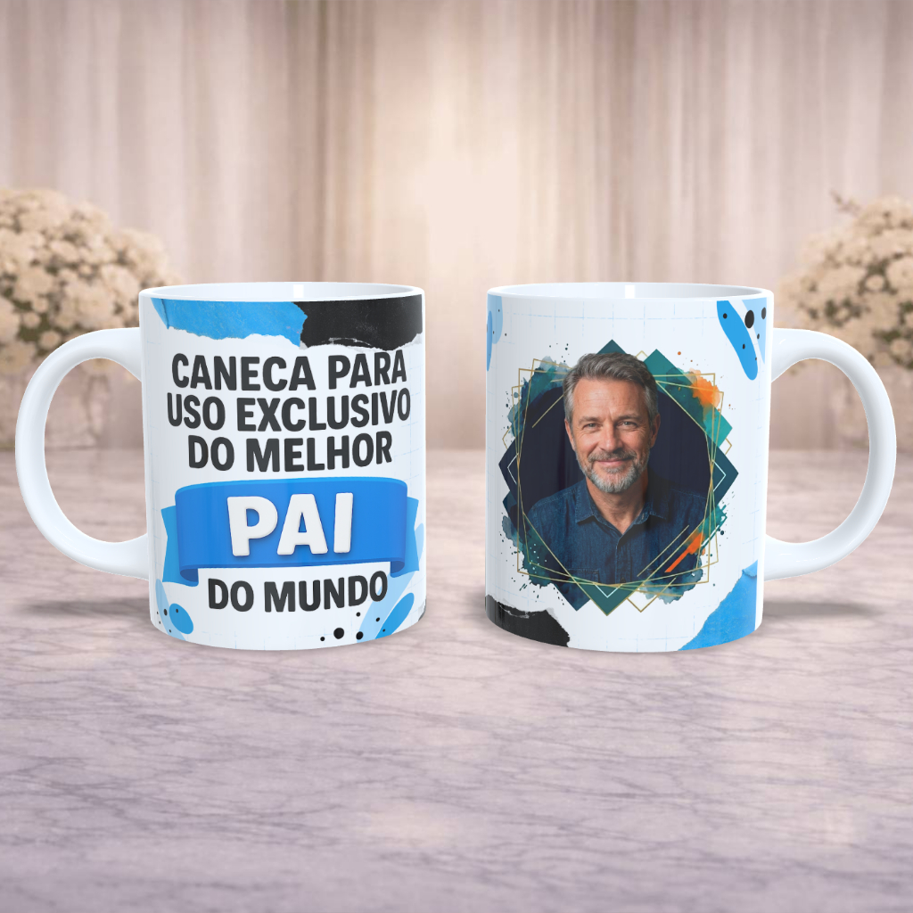 Caneca Personalizada Melhor Pai do Mundo | Presente para Pai | Com foto, nome, caricatura