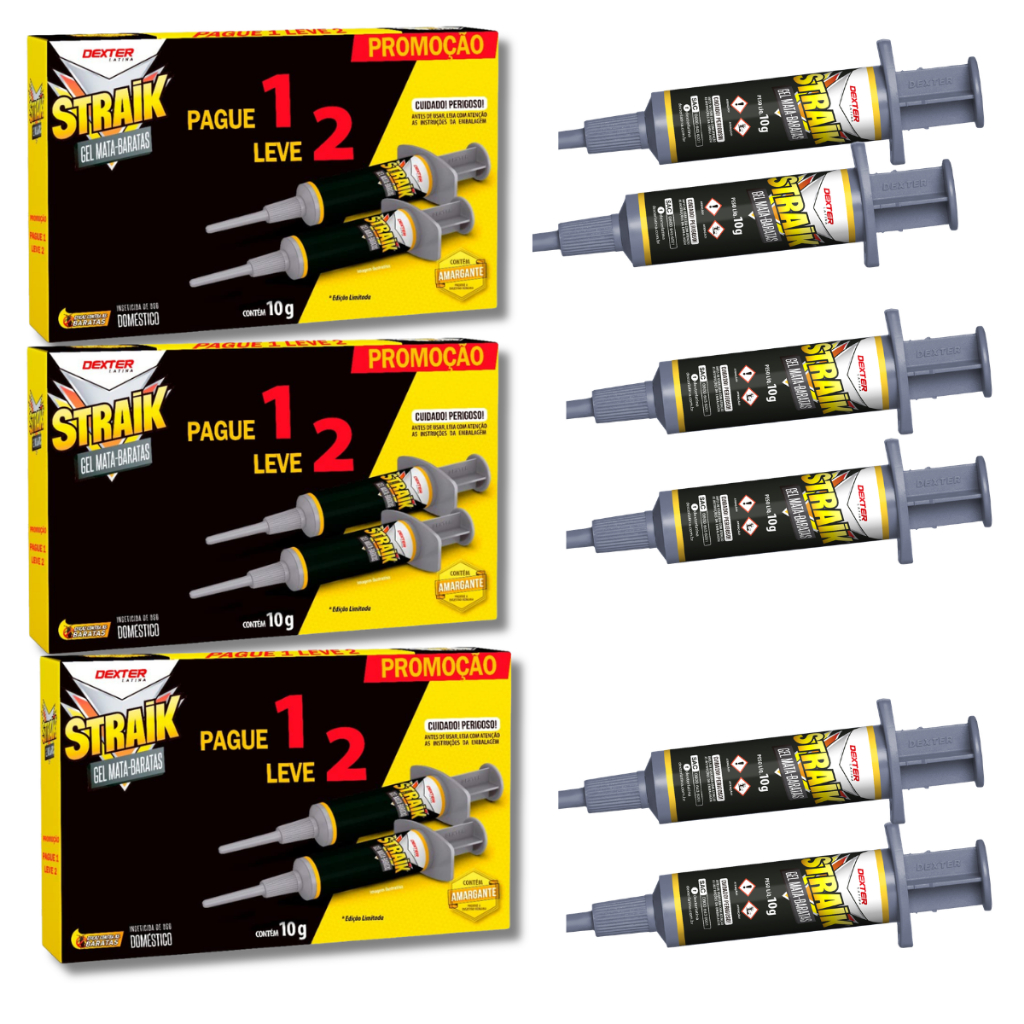 Até 6 Gel Straik elimina e mata Baratas Produto Brasileiro Aprovado Pela ANVISA