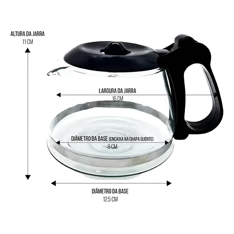 Jarra P/ Cafeteira Electrolux Ecm10 - 15 Cafés Vidro Reforçado