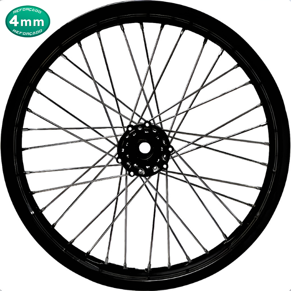 Roda Dianteira Aro Preto Xtz 250 Lander Cubo Preto Raio 4mm Cromado