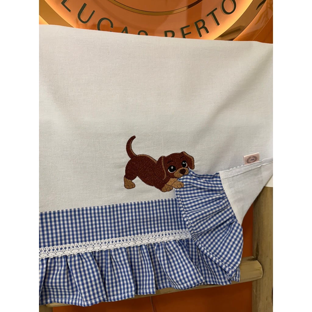 Pano de Prato Cachorrinho Personalizado Bordado