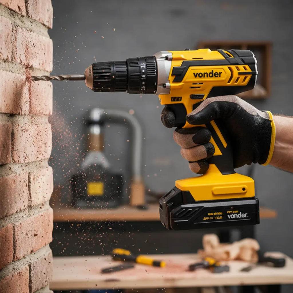 Parafusadeira Furadeira de Impacto Vonder 20V 1,5A PFV238I com 2 Baterias e Maleta Bivolt