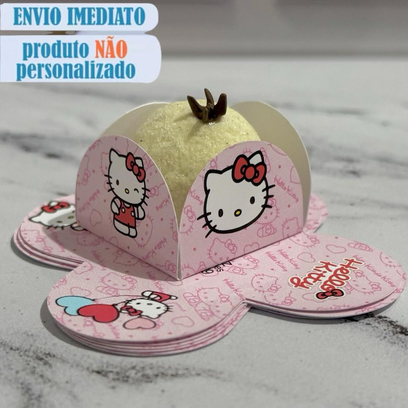 Forminha Personalizada para Docinho Hello Kitty Forminha temática para Brigadeiro Pétala festa aniversário