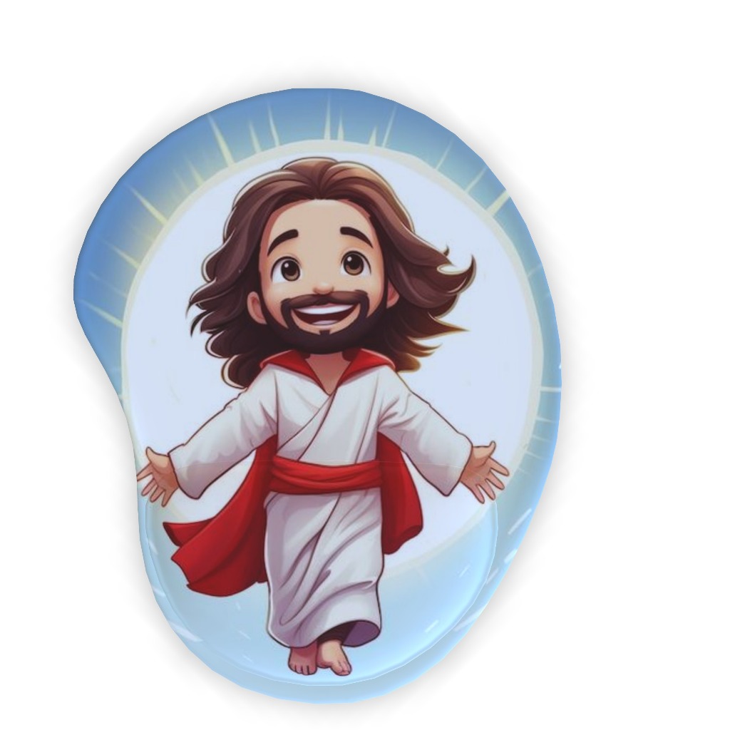 Mousepad Com Apoio de Pulso, Jesus Sorrindo, Acessório Informática Computador