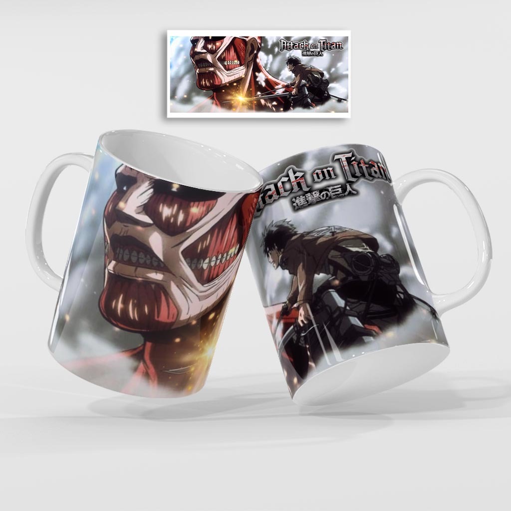 Caneca Attack on Titan Shingeki no Kyojin 325ml Anime Divertido Nerd Gamer