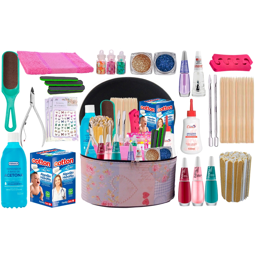 Kit Manicure Maleta Completo Grande Profissional ou Pessoal Nail Design Nail Art Decoração de Unhas