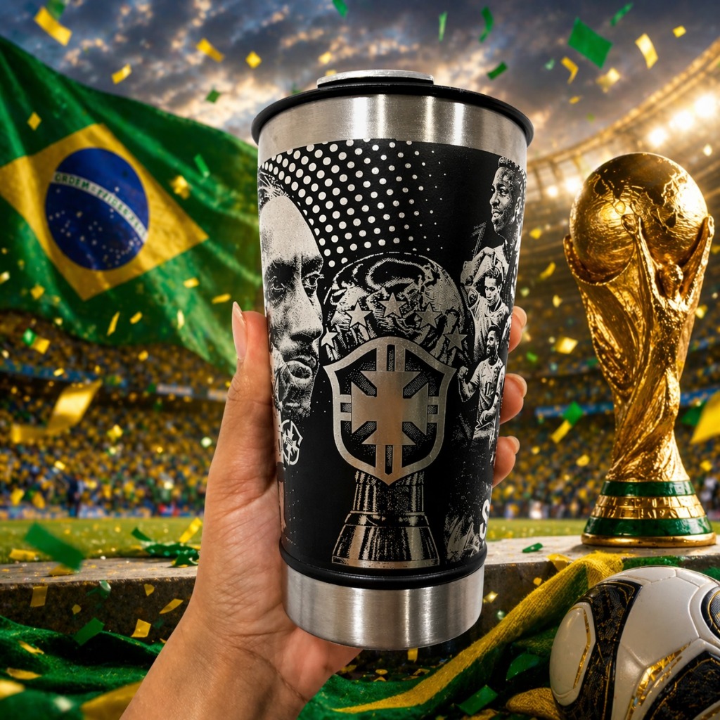 Copo Termico Copa Do Mundo 2026 Personalizado Hexa Gravação Laser 473ml