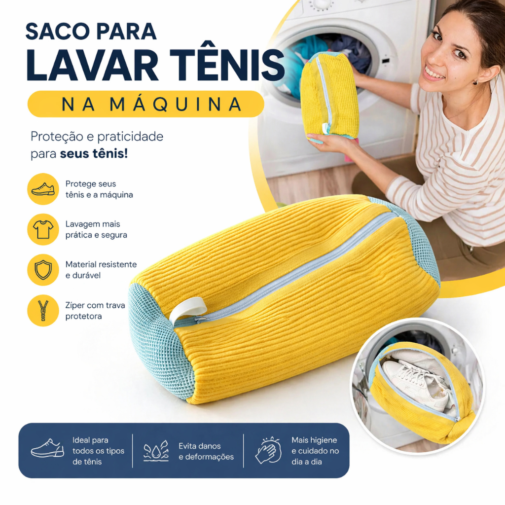Bolsa Protetora para Lavar Tênis Sapatos Profunda Proteção para Máquina Lavagem e  Limpeza Profunda